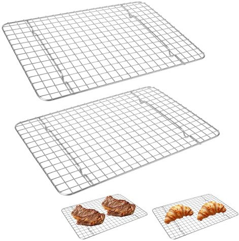 2 Stück Kuchengitter Abkühlgitter 30x20cm Edelstahl Küchengitter Rechteckig | Pralinengitter, Kuchenrost Edelstahl Grillgitter, Backgitter zum Backen Kühlen Grillen , Auskühlgitter für Kuchen, Kekse