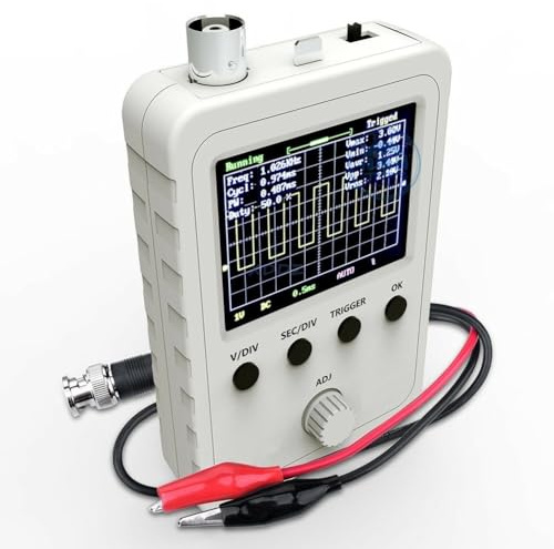 FUBESK Digitales LCD-Oszilloskop mit Gehäuse und Testclip, 61 cm (24 Zoll), 1 Msps 200 kHz Bandbreite, 1 K für Elektronikprüfung