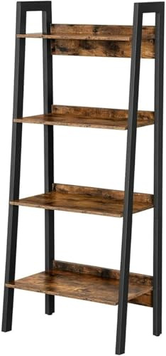 Hoppa! - Bücherregal 4 Ebenen Industrial - Braun/Schwarz - Holz/Metall