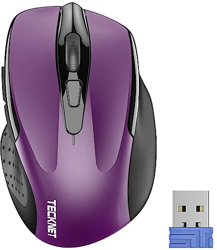 TECKNET PRO Mouse Senza Fili, 2,4GHz Wireless con Ricevitore USB, Viola | 2600 DPI, Design Ergonomico per Destrorsi, Durata di Vita di 24 Mesi Compatibile con PC, Mac, Laptop, Computer, Windows