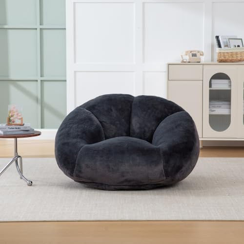 feynoss Bodensofa mit Memory-Schaum, 150 kg Tragfähigkeit, Plüsch-Velours, rutschfest, Keine Montage – komprimierte Lieferung, für Wohnzimmer & Leseecke, Kohlenschwarz