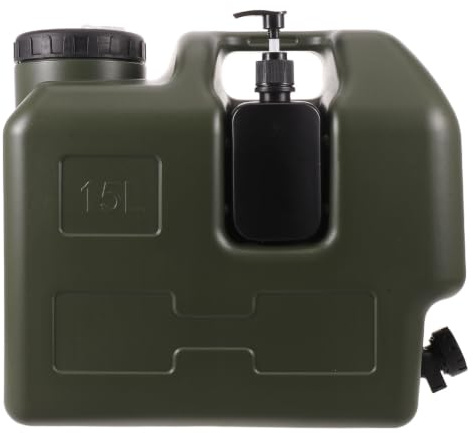 WRITWAA 1set 4 Gallon Water Jug with Pump Bottle - Portable Water Storage Dispenser with Hand Wash Container, Drink Canister for Hiking, Vehicle