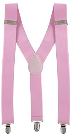 Trimming Shop 35mm Large Bretelles pour Hommes/Spandex - Adultes à Clipser Bretelles élastique et Réglable pour Pantalon, Jeans et Short y-arrière Rose Clair, 35mm