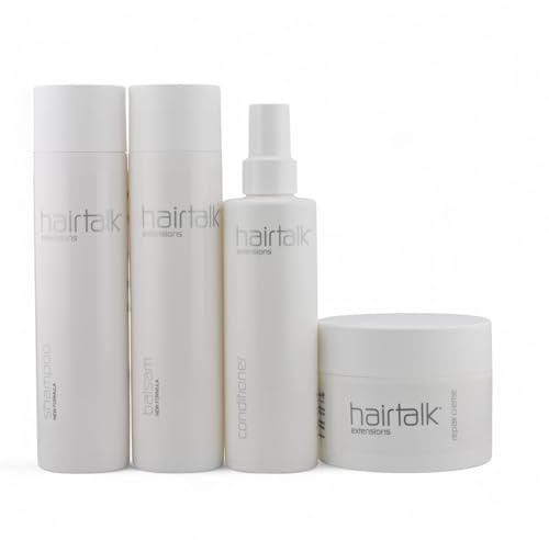 HAIRTALK Arcos Komplett Pflegeset: Shampoo, Balsam, Conditioner (200 ml) + Repair Creme (250 ml) für Extensions, Haarverlängerungen, Bondings