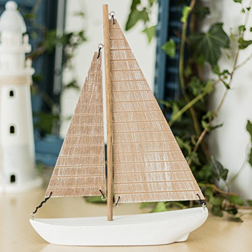 Antikas - Dekoratives Segelschiff, Einmaster zur maritimen Gestaltung, Yolle aus MDF