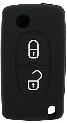 Brovacs Étui en silicone CV4302 pour clés de voiture - 2 boutons pour ouverture à distance - Pour Peugeot Citroën