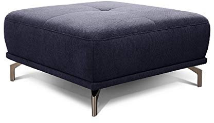 CAVADORE XXL-Hocker Carly / Fußbank fürs Wohnzimmer / Polsterhocker passend zum Ecksofa Carly, 91 x 45 x 91, Webstoff blau