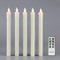 Rhytsing Set of 5 Ivory Battery Operated Taper Candles with Remote, LED Dinner Candles, Push Button, Dripping Wax Finish, Warm White Light, Batteries Included