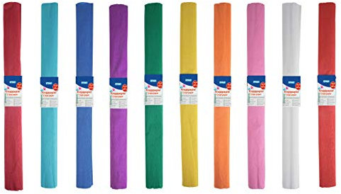 10 Rollen Krepppapier Bastel Deko Krepp 50x250cm 10 Farben