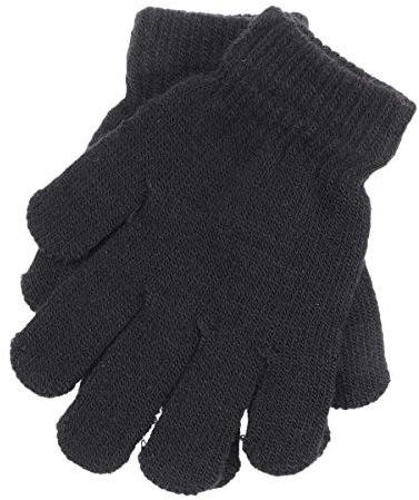 BESPORTBLE Kinderhandschuhe, Fingerhandschuhe Kinder Herbst- und Wintermodelle Gestrickt Volltonfarbe fünf Finger Warme Handschuhe 4-12 Jahre alt (schwarz)