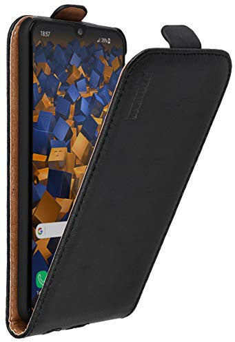 mumbi Echt Leder Flip Case kompatibel mit Samsung Galaxy A40 Hülle Leder Tasche Case Wallet, schwarz
