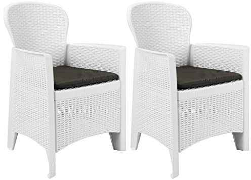 vidaXL 2X Gartenstuhl Kissen Kunststoff Rattan-Optik Sessel Stuhl Gartenmöbel