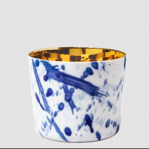 Fürstenberg - Drips - Becher/Champagnerbecher o. H. - Porzellan/Gold - Weiß/Blau/Gold - (HxD) 7,4 x 8,5cm / Volumen: 0,3l