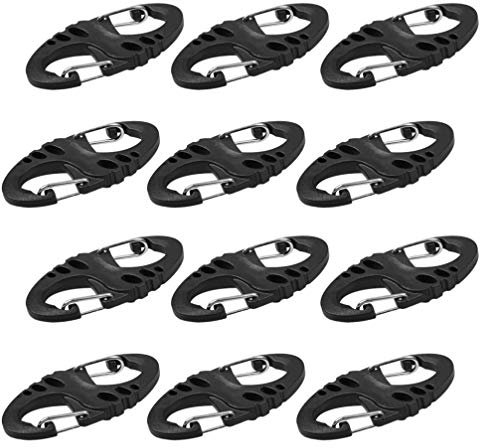 BESPORTBLE 12Pcs Karabiner Karabinerhaken Kunststoff S Stil Karabinerhaken Schlüsselbund Verriegelungskarabiner zum Klettern Wandern Camping im Freien (Schwarz)