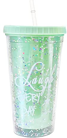 Irtyif Taza de café reutilizable, Vaso de Plástico con Tapa y Pajita, Taza de té de leche de 550 ml, taza de café transparente doble, taza de viaje vasos de plástico, verde claro