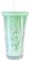 Irtyif Taza de café reutilizable, Vaso de Plástico con Tapa y Pajita, Taza de té de leche de 550 ml, taza de café transparente doble, taza de viaje vasos de plástico, verde claro