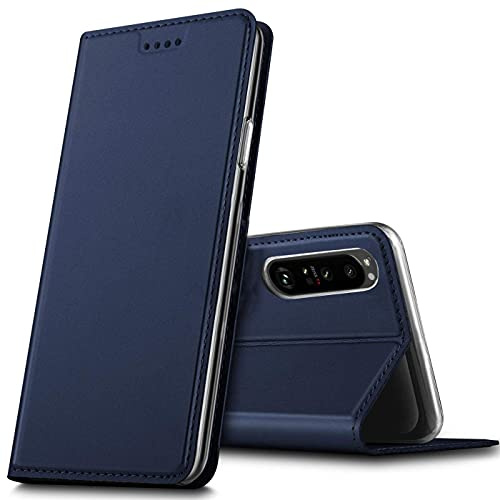 Verco Handyhülle für Sony Xperia 5 III, Premium Handy Flip Cover für Sony 5 III Hülle [integr. Magnet] Book Case PU Leder Tasche, Blau
