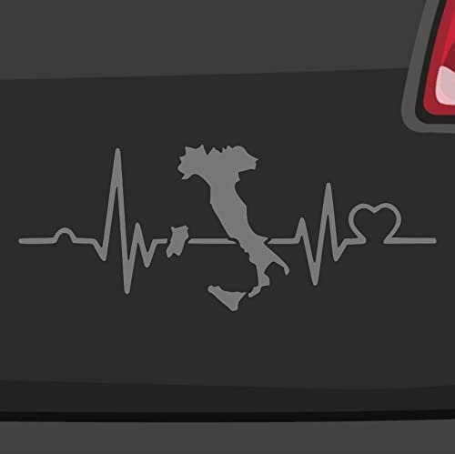Herzschlag Italien Aufkleber - 6 Größen, 21 Farben - Urlaub, Ferien, Stiefel, Herz, Rom - Made in Germany - Stickerfreaks - ORACAL - Silber