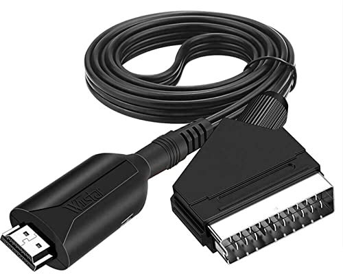 BODYA Cable conversor portátil HDMI a euroconector de vídeo y audio, cable adaptador de 1 m para TV HD y DVD