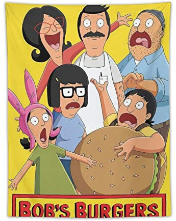 XUYANG Bob's Burgers American Anime Poster Druck Tapisserie Wandkunst Polyester Gemälde Geschenke Schlafzimmer Wohnzimmer Dekor Modernes Zuhause 76,2 x 101,6 cm