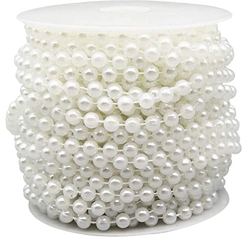 82 Fuß/25 Meter Lange Weihnachtsperlenringe nach Perlenkette Weihnachtsbaumkette Weihnachtsbaumkette Hochzeitsfeiertag DIY Dekorationsartikel (weiß)