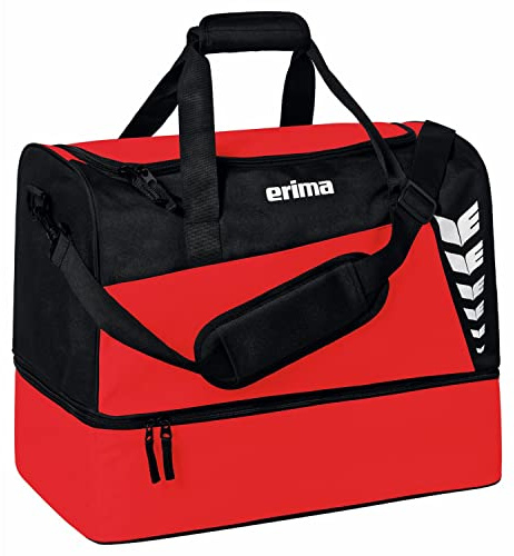 Erima Six Wings Sports Bag with Bottom Compartment, Red/Black, S