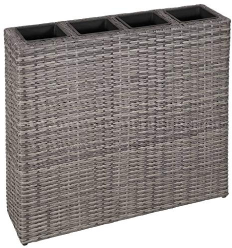 DCRAF Home Products-Garden Hochbeet mit 4 Töpfen, Polyrattan, Grau