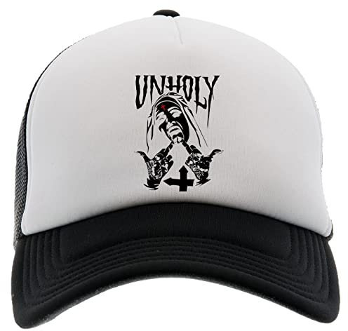 GENIGMAE Satanic Nun Tattoos Unholy Baseball Kappe Hut Unisex Männer Frauen Schaum Vorne Mesh Zurück Schwarz Cap Foam Front Mesh Back