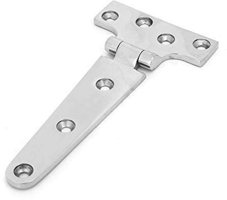 T Hinges Heavy Duty 151x75x4.5mm, Stainless Steel Flush Mount Hinges for Garden Gates, Shed Doors, Marine Boat Cabinets, Polished Finish, Easy Surface Mount