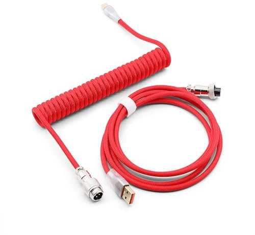 Glacier Elite Premium Quality Braided USB Coiled Cable for Keyboard (Red)