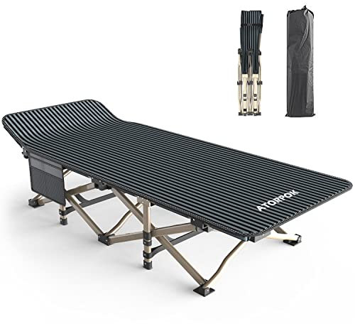 ATORPOK SHOP Lit de Camping Pliable Robuste pour Adultes,Charge Jusqu'à 200 kg, Grande Surface de Couchage 190 x 68 cm,Pêche Extérieur Jardin Intérieur