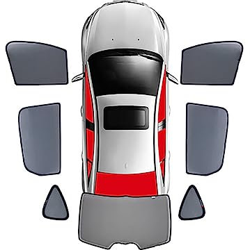 Auto-Sonnenschutz für VW Touran 1T 2003-2015, Sonnenschutz für Vordere und Hintere Seitenfenster, Lüftungsgitter-Sonnenschutz, Schwarz,A-Black-7PCS