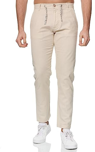 Indicode Herren Venedig Stoffhose aus Leinen & Baumwolle | Leinenhose Freizeithose Männer Fog XL