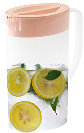 Pichet à Jus avec Couvercle, 1,5 L/2L Pichet en Plastique, Pichet d'eau pour Réfrigérateur, Carafe à Eau avec Poignée, Cruche à Eau pour Thé Glacé Jus Limonade Lait Boissons Froides, pour Fête aison