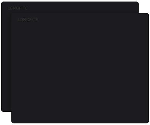 Large Placemats Silicone Table Mats for Kids Baby 50 * 40cm 2 Pack Reusable Non-Slip Heat Resistant Dinner Desk Counter Top Protector Liner Place Mats (Black)