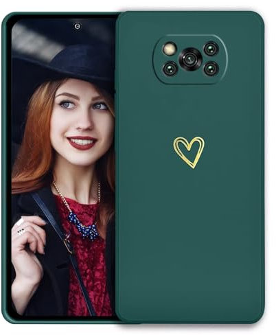 POUHYE Handyhülle für Xiaomi Poco X3 NFC/Poco X3 Pro Hülle, Soft Silikon Case, Kameraschutz und Bildschirmschutz, Ultra Dünn Stoßfest Schutzhülle für Xiaomi Poco X3 NFC/Poco X3 Pro Dunkelgrün