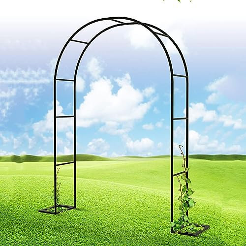 MISKYN Arche De Jardin en Fer Forgé Largeur du Passage120cm 140Cm 180Cm 240Cm 300Cm 350Cm Arceau À Rosiers Tonnelle pour Mariage Vigne Support De Plantes,Noir,W3M*H2.2M