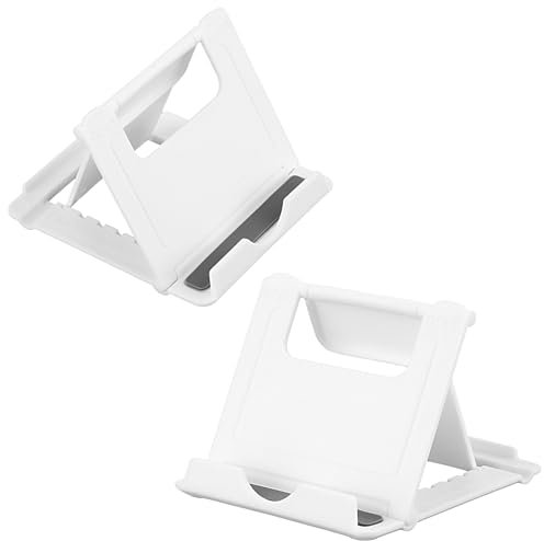 Amaxiu 2Pcs Foldable Phone Stand, Mini Tablet Phone Stand Multi-Angle Cellphone Holder Portable Phone Cradle Docks for Desk Home Watch Movie Video(White)