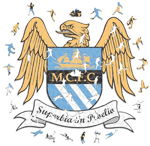 Iconic Puzzles, Manchester City Retro Crest, 100% ökologisch nachhaltiges Holzpuzzle mit offizieller Lizenz, Größe S, 150 Teile