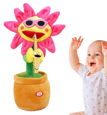 Sprechende Sonnenblume, tanzende Sonnenblume, Leuchtender Blumenplüsch wiederholt, was Sie sagen, Partygeschenke, Dekokissen, Geschenke, 200 Lieder, Musikalisches, lustiges Geschenk für Kinder Aznever