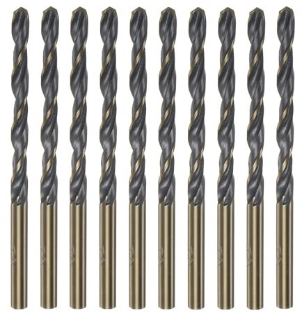 sourcing map 10pcs Jobber Drill Bits 4.2mm (1/6) Black Nitride & Gold Titanium Coated High Speed Steel (HSS) 4341 Twist Drill Bits for Stainless Steel Copper Aluminum Alloy Metal