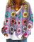 Onsoyours Gilets en Tricot Imprimé Femme Veste Courte Casual Cardigan Coupe Ample À Manches Longues Gilet Chaud avec Boutons Sweater Manteau Outwear Haut Top Chic C10 Violet L
