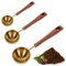 Sumotia 3er-Set Retro Kaffeelöffel aus Edelstahl Mit Palisanderholz-Griff, 25ml/8ml/4ml Messlöffel, für Kaffeebohnen oder Tee, Gebürstetes Gold, RU-0266-003