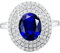 Trauringe Vintage, Ringe Platin Frauen 18 Karat Weißgold Lab Saphir 1.6CT Blau Ovalschliff VVS mit Diamant Natur 0.49CT Weiß Größe 60 (19.1) Npassbar
