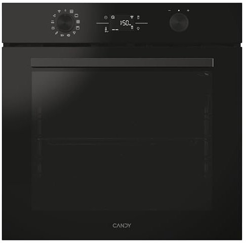 Candy C-Bake 600 CA6 N3B3YTB, Horno Multifunción, 78L, WIFI, 3300W, 1 Bandeja y 1 Rejilla, Ventilador Radial, Pirólisis + Aquálisis, Convección, 12 Funciones, Puerta 4 Cristales, Full Black