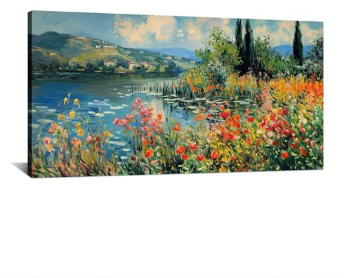 HNKDKJ Claude Monet Drucke Galerie Leinwand Kunst Poster Seerosen Leinwand Wandkunst Vintage Kunstwerk Monet Bilder 70x140cm/28x55 Zoll–Innenrahmen