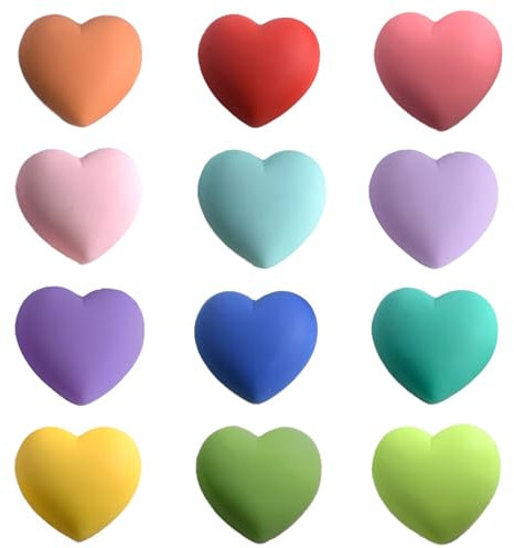 12pcs Small Heart Shaped Decorative Fridge accessories Cute Resin Embellishments for Office Classroom Kitchen Whiteboard Map Calendars Fridge(Non-magnetic)