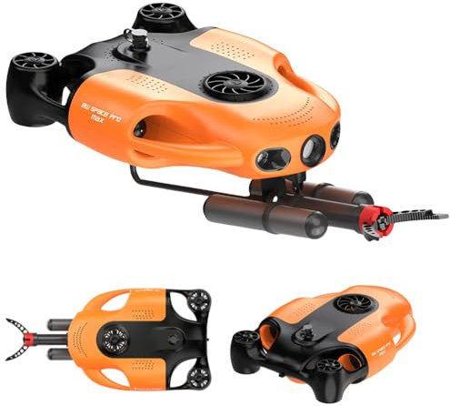 Camolech BW Space Pro Max 100M Underwater Drone Electric Diving Fish Finder 4K Underwater Camera ROV Robot Drone for Adults and Kids (Orange)