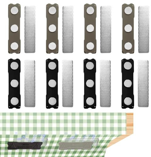 cxxtkcxxlc 8 Stück Magnetische Tischtuchhalter, Unsichtbare Tischdeckenbeschwerer, Extra schwere Klammern, Ideal für Garten und Terrassentische, Innen und Außenbereich (4 Schwarz, 4 Grau)
