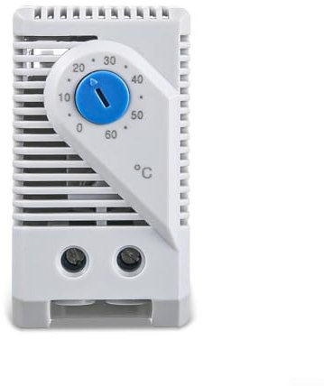 Eawfgtuw Controladores mecánicos de temperatura, interruptor de termostato de riel DIN para control de temperatura en armarios eléctricos, alarmas de baja y alta temperatura Rango de ajuste: 0 ℃ a 60